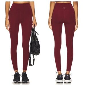 Beyond Yoga Spacedye Caught in the Midi High Waist Leggings in Burgundy Heather